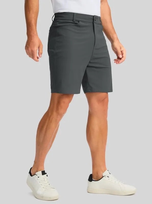 Viodia Men's Golf Shorts with Pockets 7 Inch Flat Front Slim Fit Chino Stretch Shorts for Men Summer Casual Dress