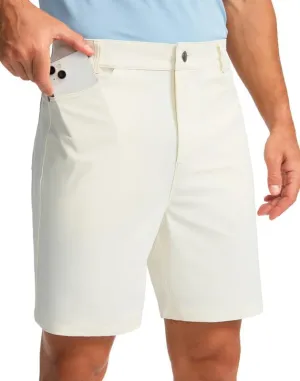 Viodia Men's Golf Shorts with Pockets 7 Inch Flat Front Slim Fit Chino Stretch Shorts for Men Summer Casual Dress