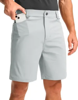 Viodia Men's Golf Shorts with Pockets 7 Inch Flat Front Slim Fit Chino Stretch Shorts for Men Summer Casual Dress