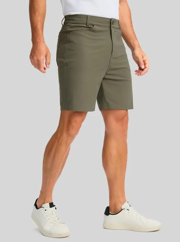 Viodia Men's Golf Shorts with Pockets 7 Inch Flat Front Slim Fit Chino Stretch Shorts for Men Summer Casual Dress