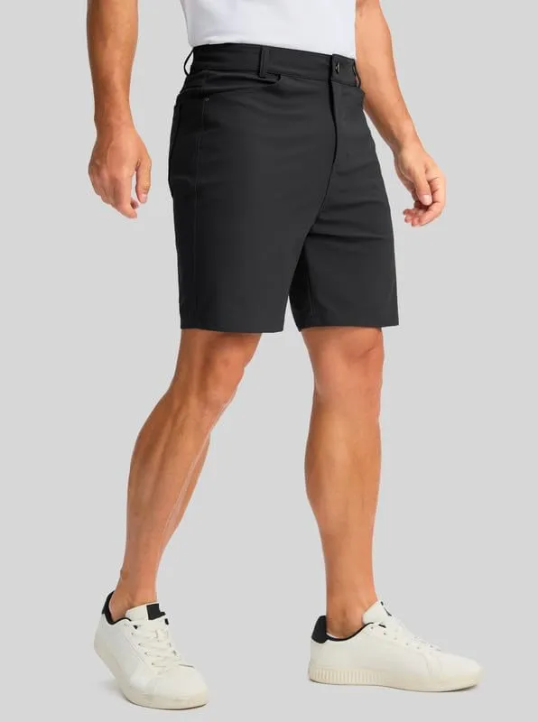 Viodia Men's Golf Shorts with Pockets 7 Inch Flat Front Slim Fit Chino Stretch Shorts for Men Summer Casual Dress