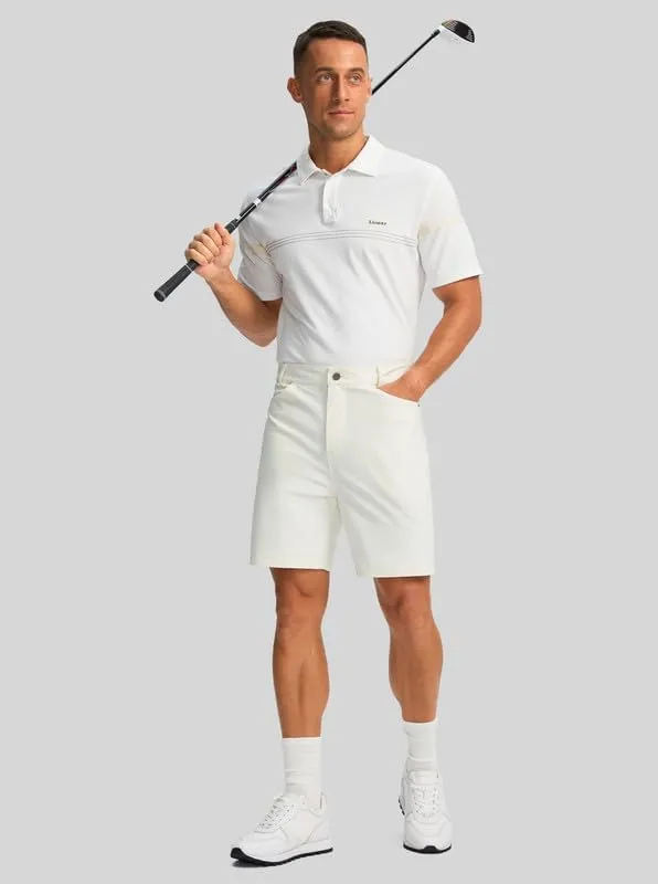 Viodia Men's Golf Shorts with Pockets 7 Inch Flat Front Slim Fit Chino Stretch Shorts for Men Summer Casual Dress