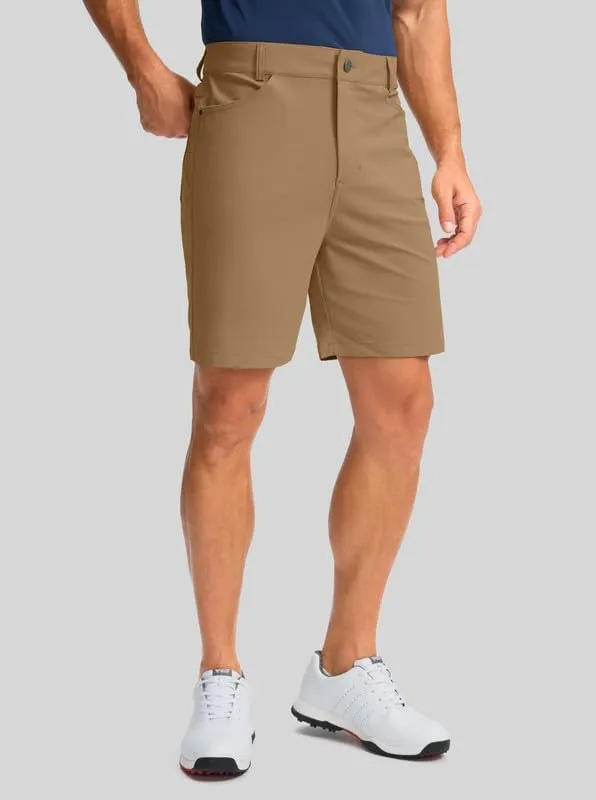 Viodia Men's Golf Shorts with Pockets 7 Inch Flat Front Slim Fit Chino Stretch Shorts for Men Summer Casual Dress