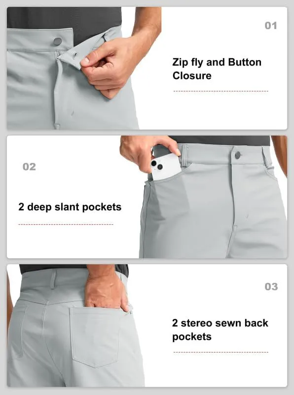 Viodia Men's Golf Shorts with Pockets 7 Inch Flat Front Slim Fit Chino Stretch Shorts for Men Summer Casual Dress