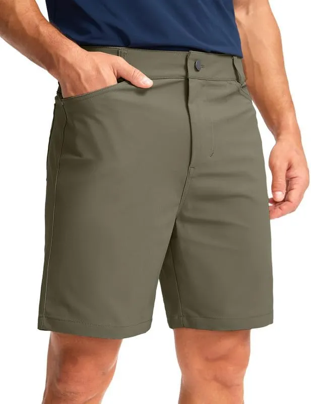 Viodia Men's Golf Shorts with Pockets 7 Inch Flat Front Slim Fit Chino Stretch Shorts for Men Summer Casual Dress