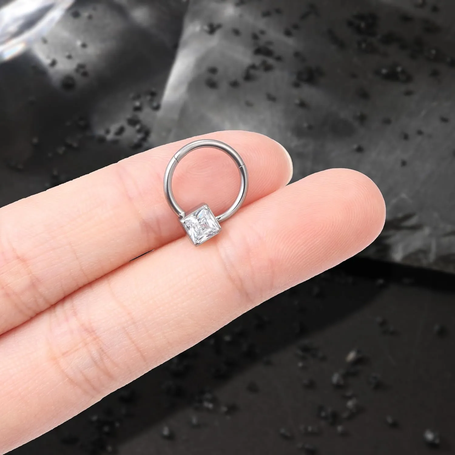 Vsnnsns G23 Titanium Septum Rings 16G 18G 20G Daith Piercing Jewelry Clicker Septum Jewelry CZ Opal Septum Rings Daith Earrings Piercing Jewelry Hoops For Women Men
