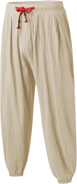 Warm Pants Soild Loose Linen Mens Yoga Pants Beam Pants Wide Leg Pants Harem Pencil Pants Glitter Foam