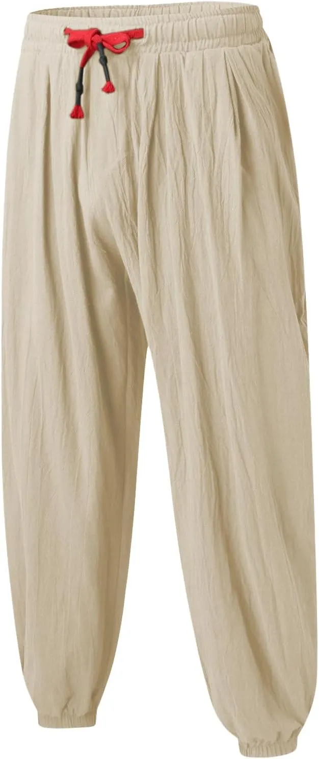 Warm Pants Soild Loose Linen Mens Yoga Pants Beam Pants Wide Leg Pants Harem Pencil Pants Glitter Foam
