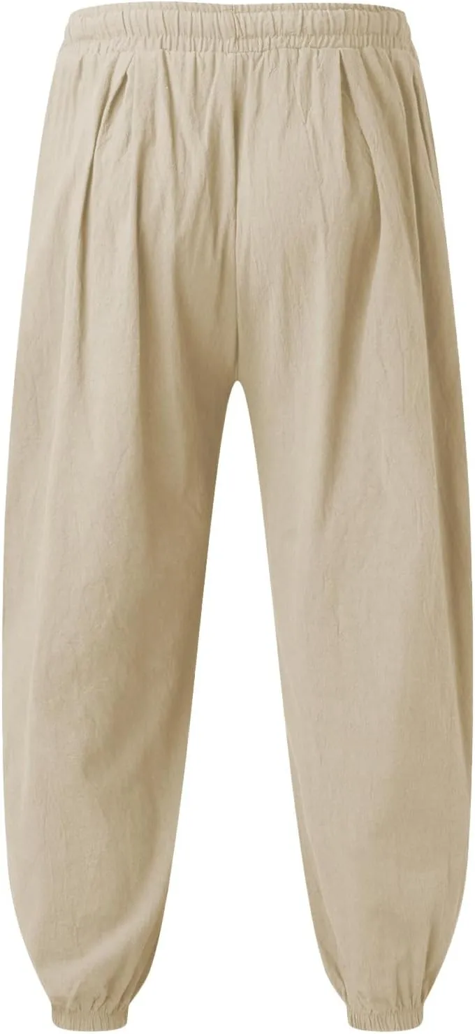 Warm Pants Soild Loose Linen Mens Yoga Pants Beam Pants Wide Leg Pants Harem Pencil Pants Glitter Foam
