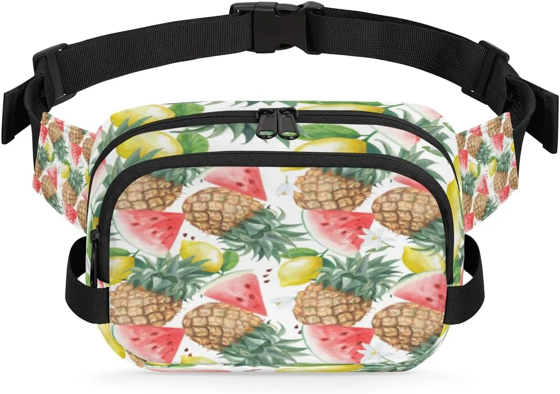 Watermelon Lemon Pineapple Fanny Pack for Women Men Waterproof Belt Bag Crossbody Waist Bag with Adjustable Strap Fashion Waist Packs for Casual Running Gym Hiking Travel Workout Cycling