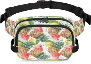 Watermelon Lemon Pineapple Fanny Pack for Women Men Waterproof Belt Bag Crossbody Waist Bag with Adjustable Strap Fashion Waist Packs for Casual Running Gym Hiking Travel Workout Cycling