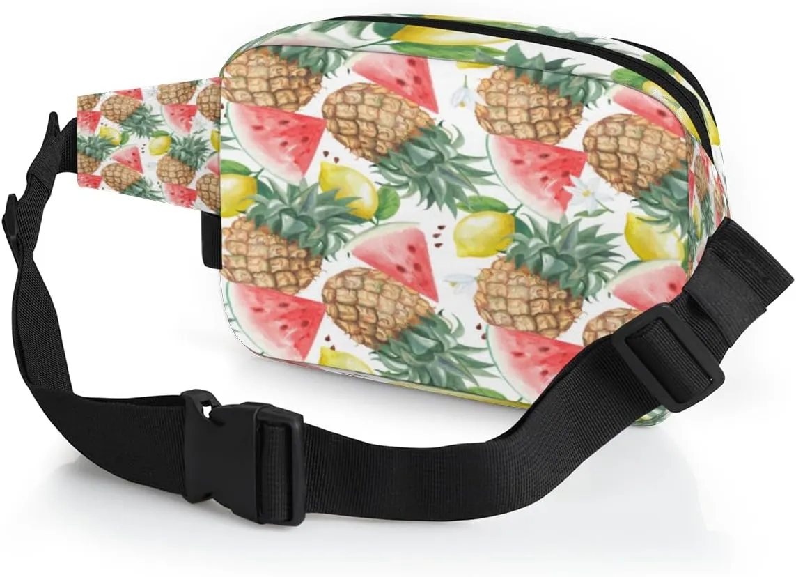 Watermelon Lemon Pineapple Fanny Pack for Women Men Waterproof Belt Bag Crossbody Waist Bag with Adjustable Strap Fashion Waist Packs for Casual Running Gym Hiking Travel Workout Cycling