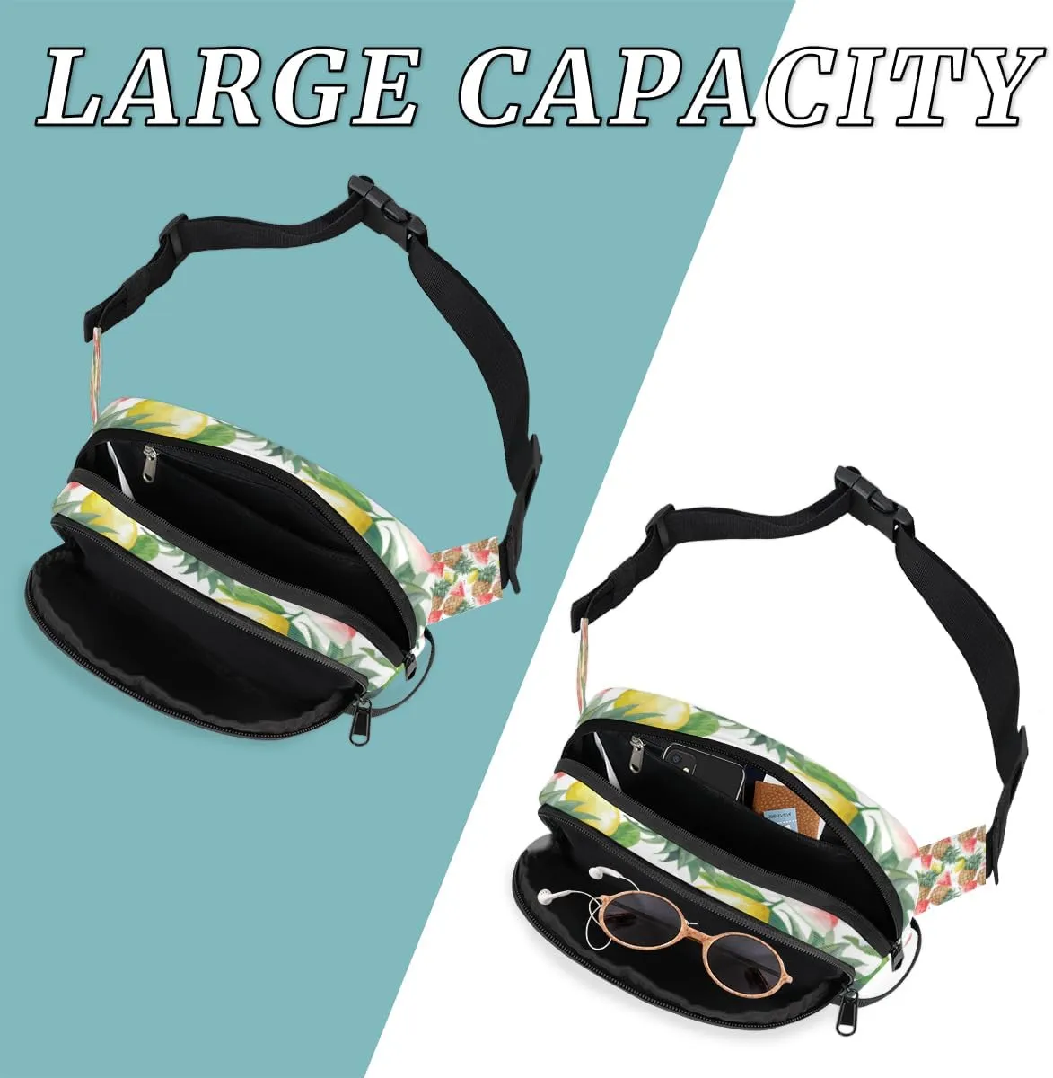 Watermelon Lemon Pineapple Fanny Pack for Women Men Waterproof Belt Bag Crossbody Waist Bag with Adjustable Strap Fashion Waist Packs for Casual Running Gym Hiking Travel Workout Cycling