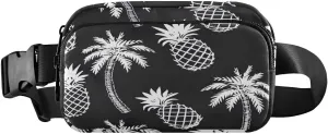 White Pineapple Fanny Packs for Women Men, Fashion Belt Bag Waterproof Waist Pack Crossbody Bags with Adjustable Strap for Workout Running Hiking