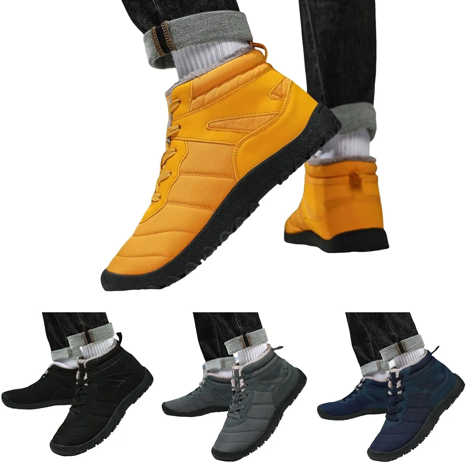 Winter White Boots for Women Size 12 Women's Snow Boots Waterproof White Women Winter Boots Women Waterproof Boots Women Mid Calf Flat Leather Winter Boots Prime of Day Deals