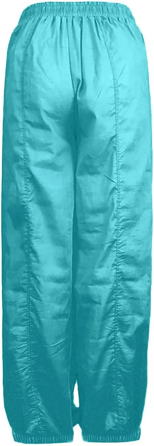 Women Baggy Pants Linen Harem Pants Comfy Wide Leg Yoga Pants Drawstring Palazzo Pants Loose Trousers Lounge Pants