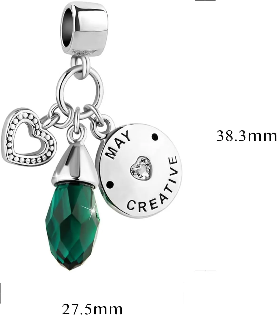 Women Charm for Bracelets Love Heart Dangle Silver Clear CZ Beads Birthstone Bracelet Charms for Daughter Women Wife, Blue Pink Clear