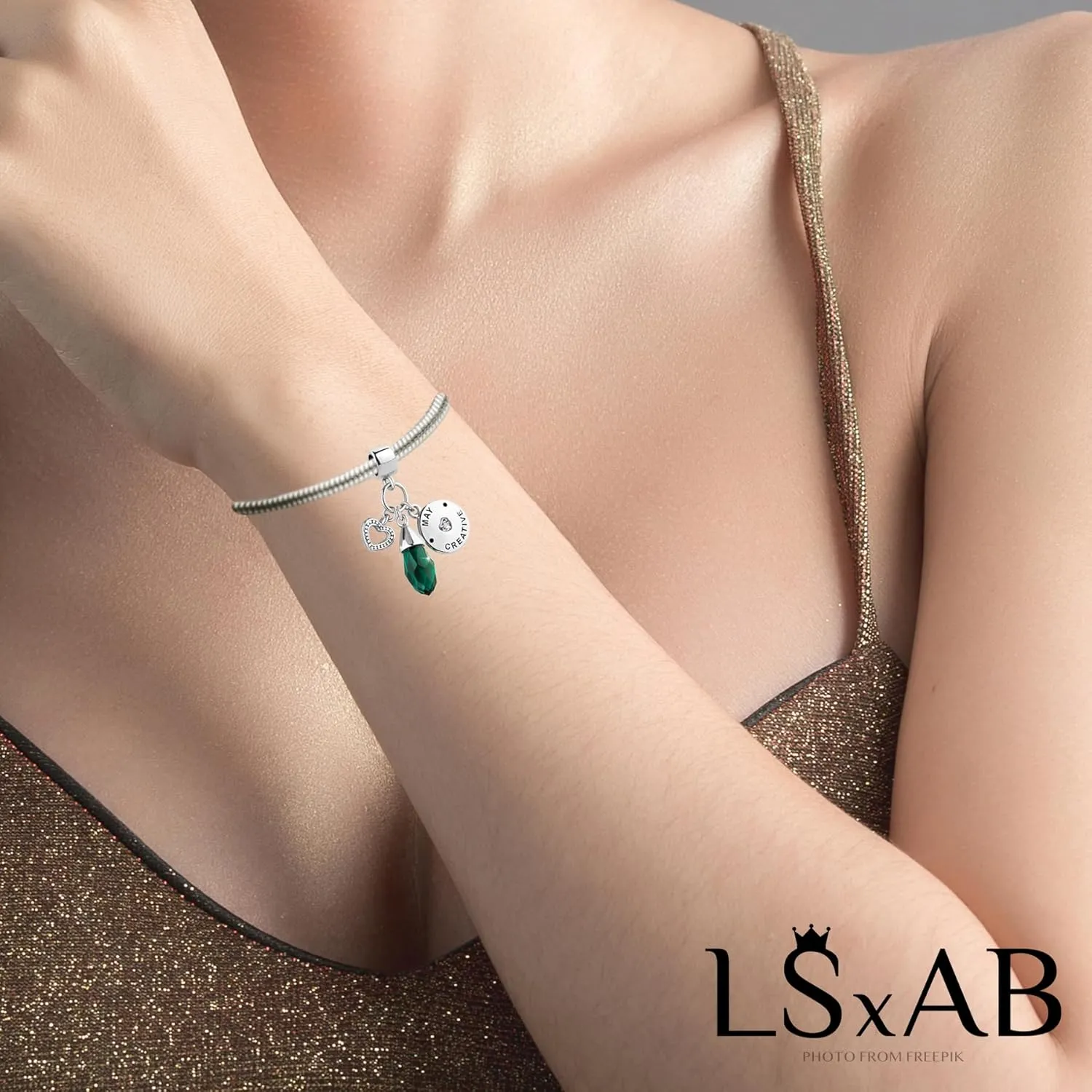 Women Charm for Bracelets Love Heart Dangle Silver Clear CZ Beads Birthstone Bracelet Charms for Daughter Women Wife, Blue Pink Clear