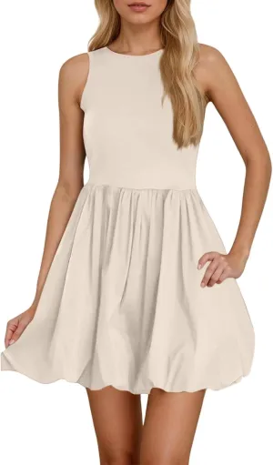 Women Spaghetti Strap Cut Out Mini Sundress Backless Cottagecore Casual Flowy Short Beach 2024 Summer Dresses