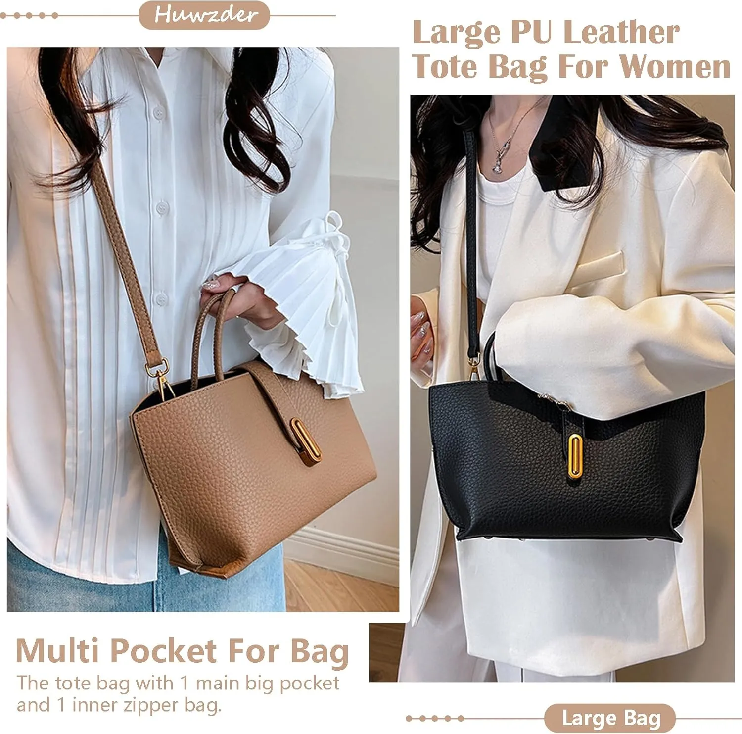 Women Trendy Tote Bags Vegan Leather Shoulder Vintage Hobo Purses Casual Crossbody Handbags