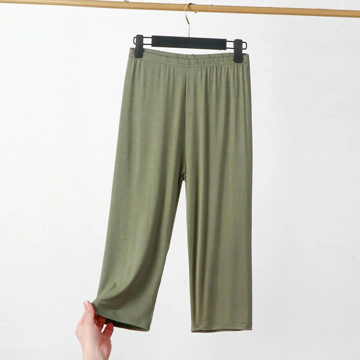 Women's Casual Capri Pants 3/4 Length Trousers, Ladies Thin Cropped Trouser Three Quarter Soft Shorts Bottom