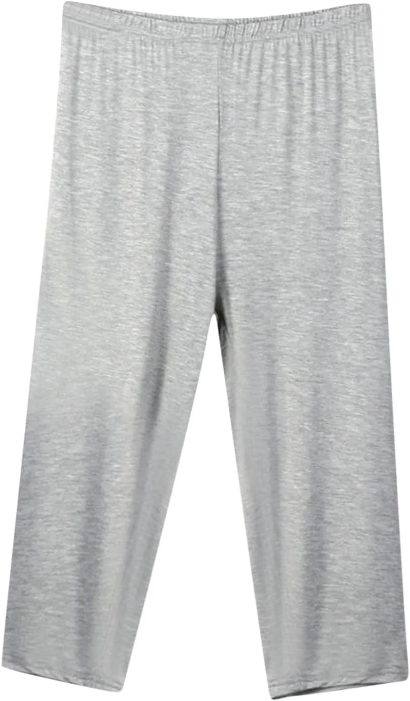 Women's Casual Capri Pants 3/4 Length Trousers, Ladies Thin Cropped Trouser Three Quarter Soft Shorts Bottom