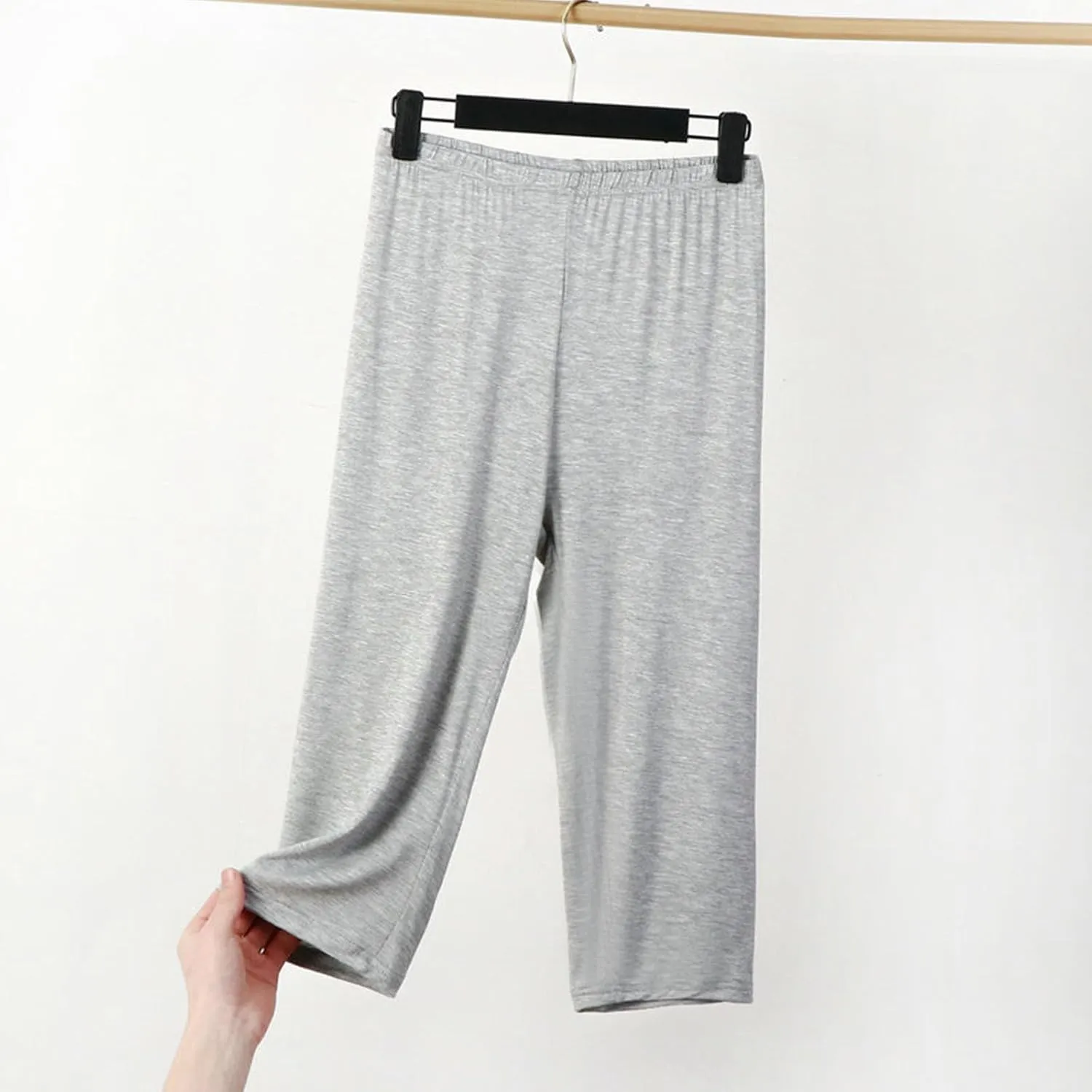 Women's Casual Capri Pants 3/4 Length Trousers, Ladies Thin Cropped Trouser Three Quarter Soft Shorts Bottom