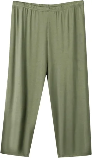 Women's Casual Capri Pants 3/4 Length Trousers, Ladies Thin Cropped Trouser Three Quarter Soft Shorts Bottom
