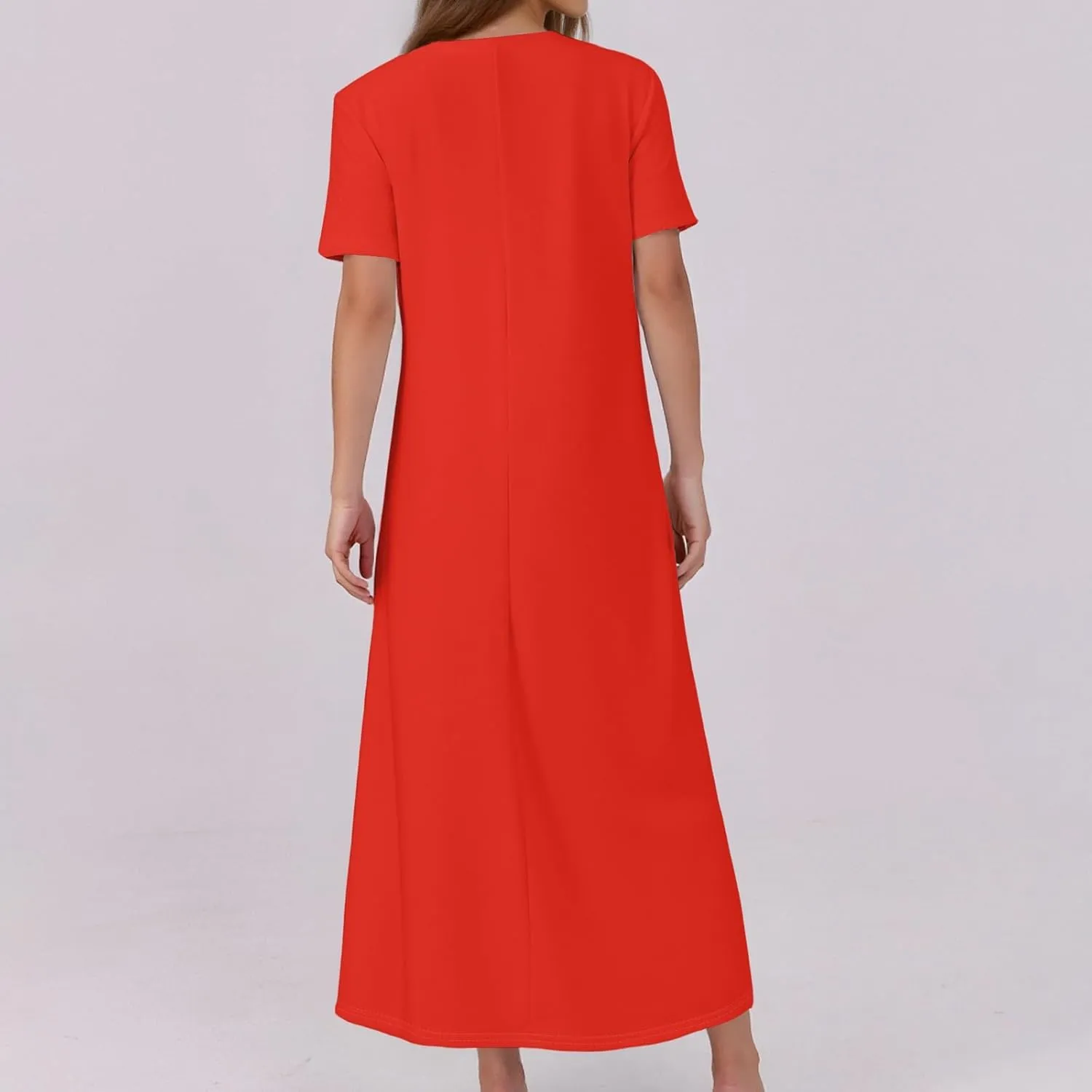 Women's Casual Printed Summer Round Neck Button Dress with Pockets