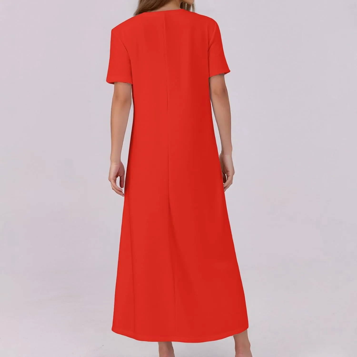 Women's Casual Printed Summer Round Neck Button Dress with Pockets