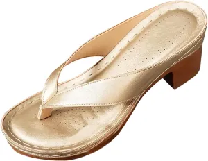 Women's Chunky Heel Sandals Solid Color Flip Flops Comfortable Heeled Mules Slip On Open Toe Shoes Beach Vacation Sandals for Long Walk Casual Shoes
