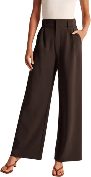 Women's Fall Fashion 2024 Wide Leg Pants Work Business Casual Trousers High Waisted Palazzo Trousers Office Flowy Dress Pants