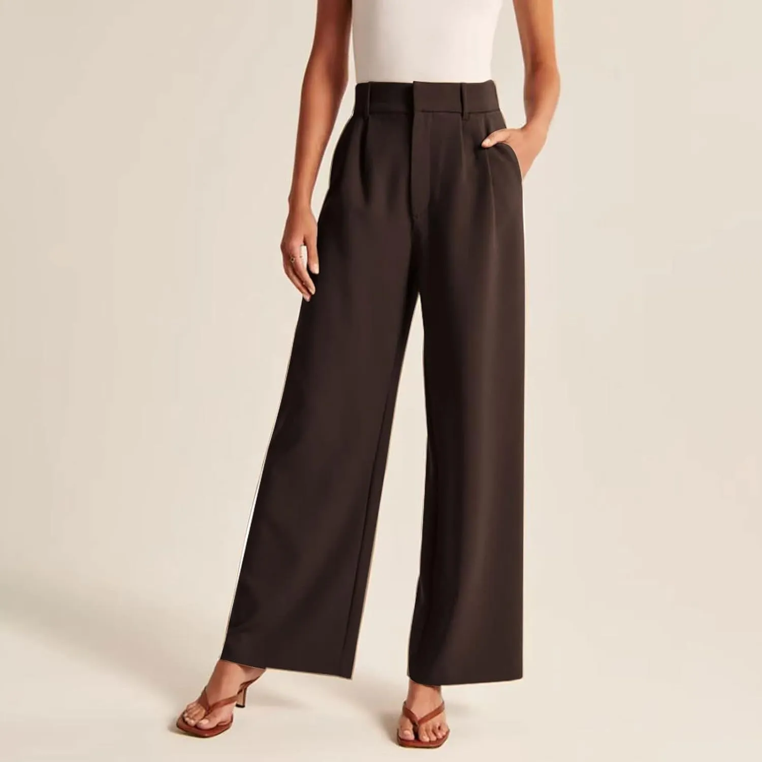 Women's Fall Fashion 2024 Wide Leg Pants Work Business Casual Trousers High Waisted Palazzo Trousers Office Flowy Dress Pants