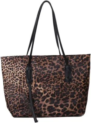 Women's Fashion Leather Handbag - Large Capacity Top Handle Satchel Purse - Casual Shoulder Zebra Tote Bag (Brown)