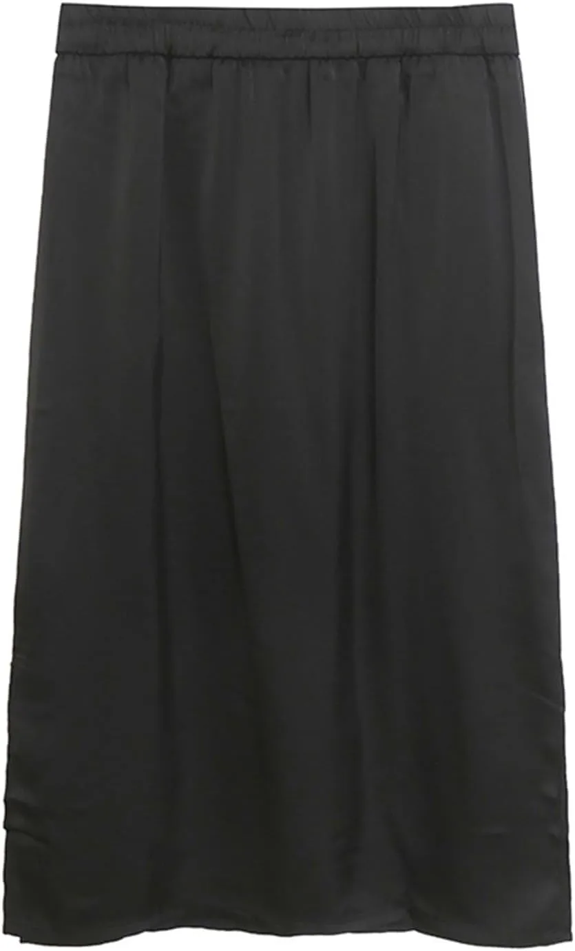 Women's High Waist Midi Skirt Vintage Elastic A-Line Pleated Skirts