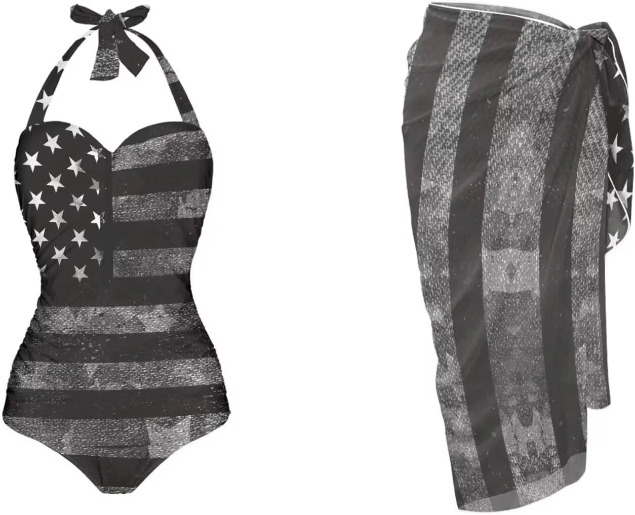 Womens One-Piece Swimsuits with Cover Up Wrap Skirt Tummy Control Swimwear Plus Size Bathing Suit 2X Monokini