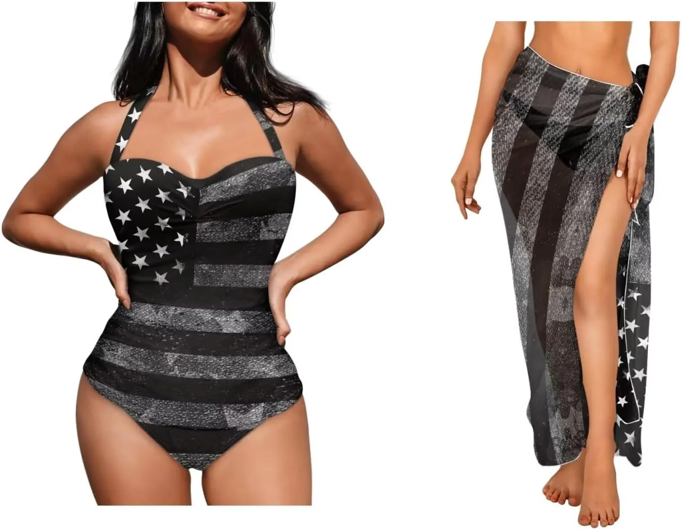 Womens One-Piece Swimsuits with Cover Up Wrap Skirt Tummy Control Swimwear Plus Size Bathing Suit 2X Monokini