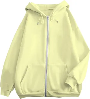 Women's Oversized Hoodies Zip up LOS ANGELES Printed Preppy Pullover Y2K Fleece Jackets 2024 Fall Outwear