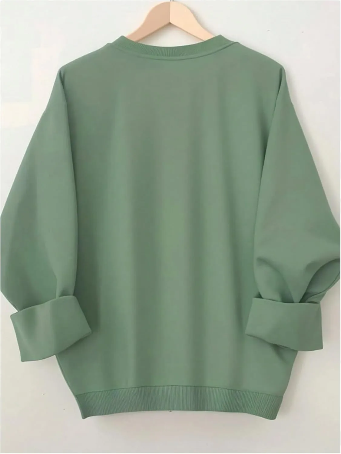 Women's Plus Size Long Sleeve Letter Graphic Sweatshirts Drop Shoulder Crewneck Pullover Sweatshirts
