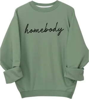 Women's Plus Size Long Sleeve Letter Graphic Sweatshirts Drop Shoulder Crewneck Pullover Sweatshirts