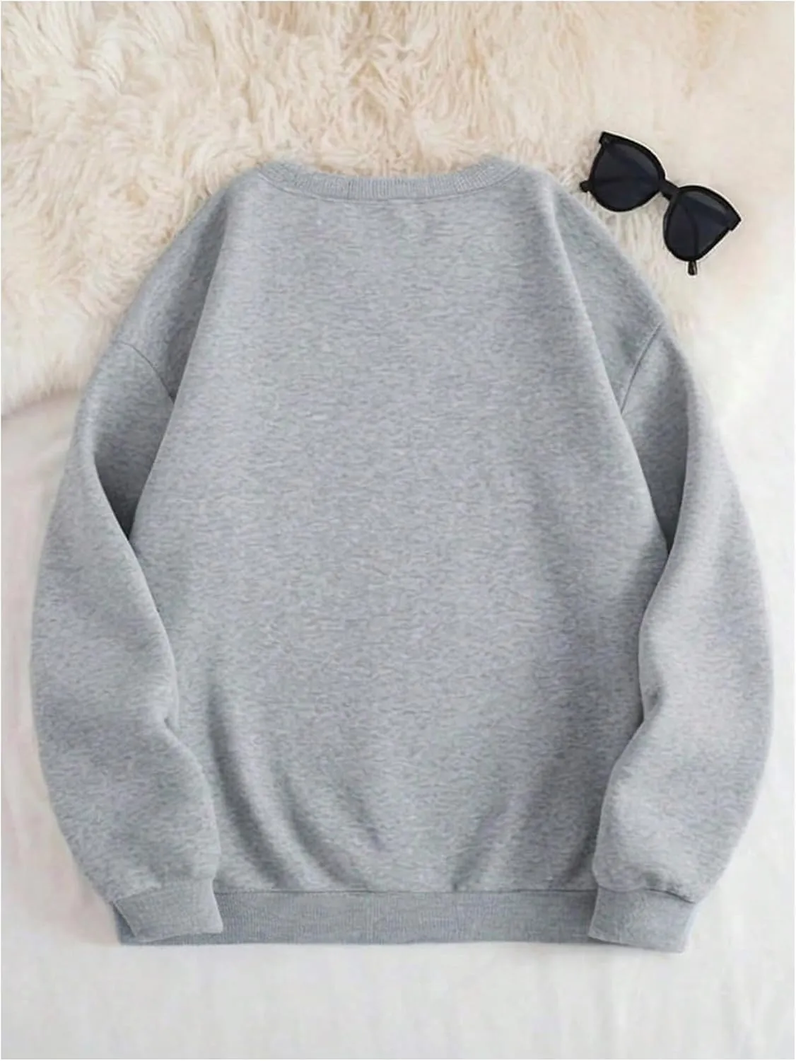 Women's Plus Size Long Sleeve Letter Graphic Sweatshirts Drop Shoulder Crewneck Pullover Sweatshirts