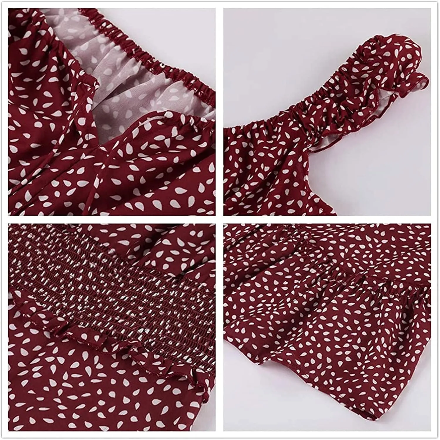 Womens Ruffle Floral Mini Sundress 2024 Summer Outdoor Vacation Travel Dress Square Neck Bohemia Style High Waisted Dresses