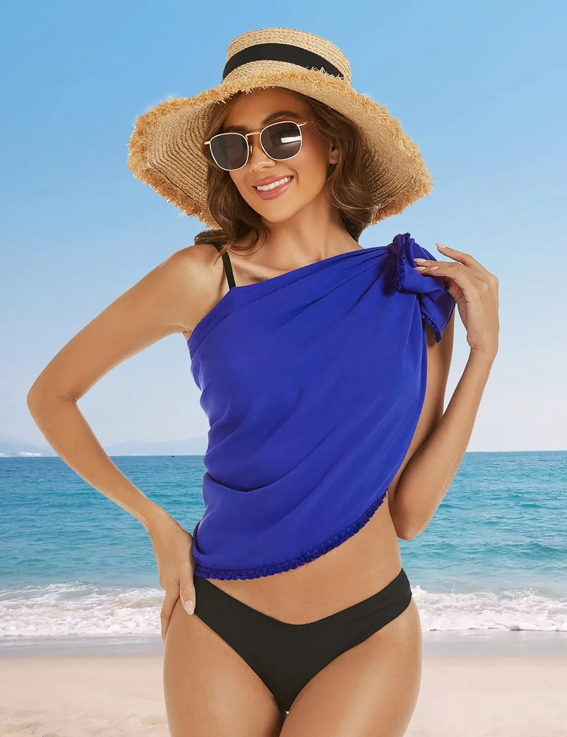 Women's Sarong Coverups Short Bathing Suit Wrap Skirt Beach Wrap Swimsuit Cover Ups with Tassels