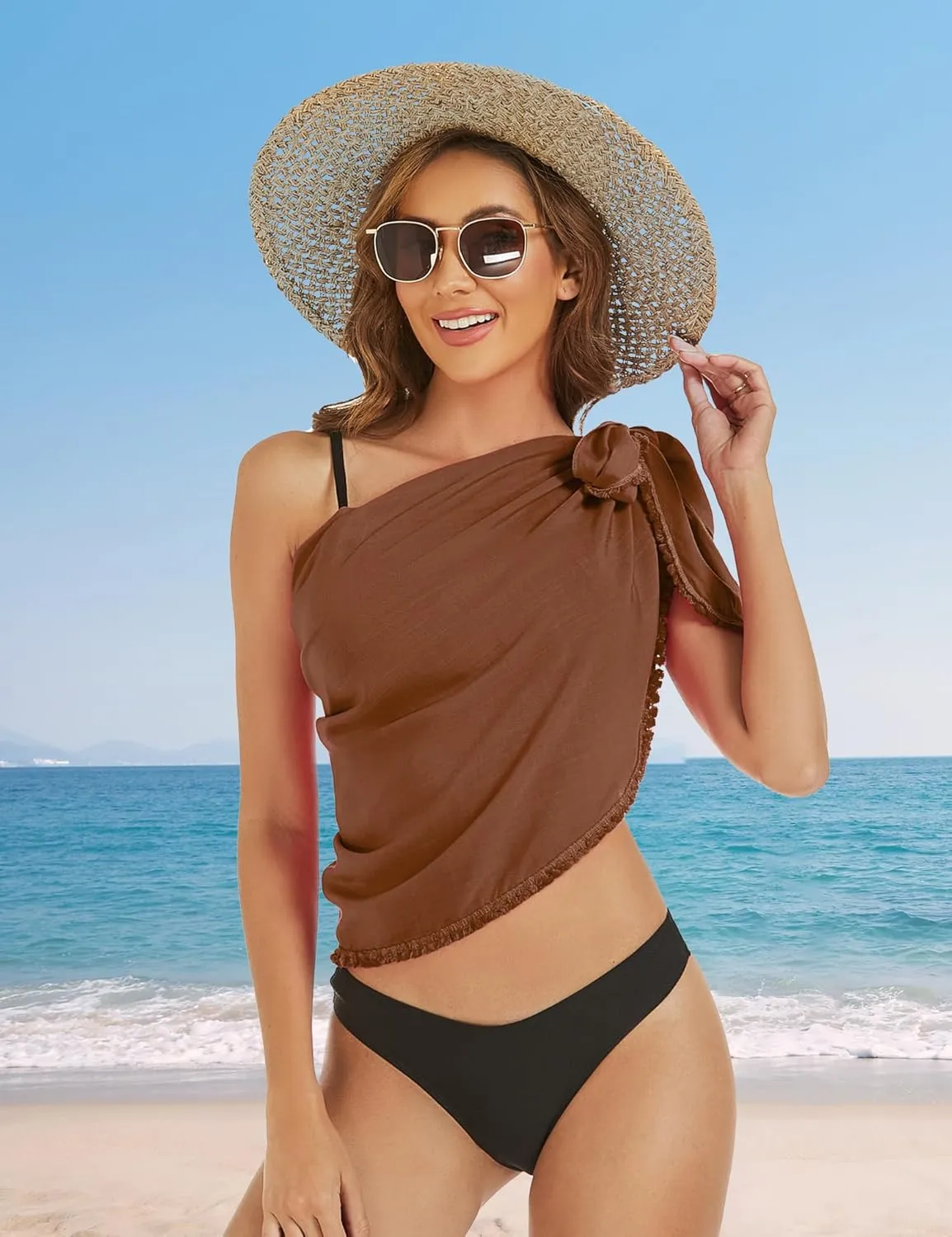 Women's Sarong Coverups Short Bathing Suit Wrap Skirt Beach Wrap Swimsuit Cover Ups with Tassels