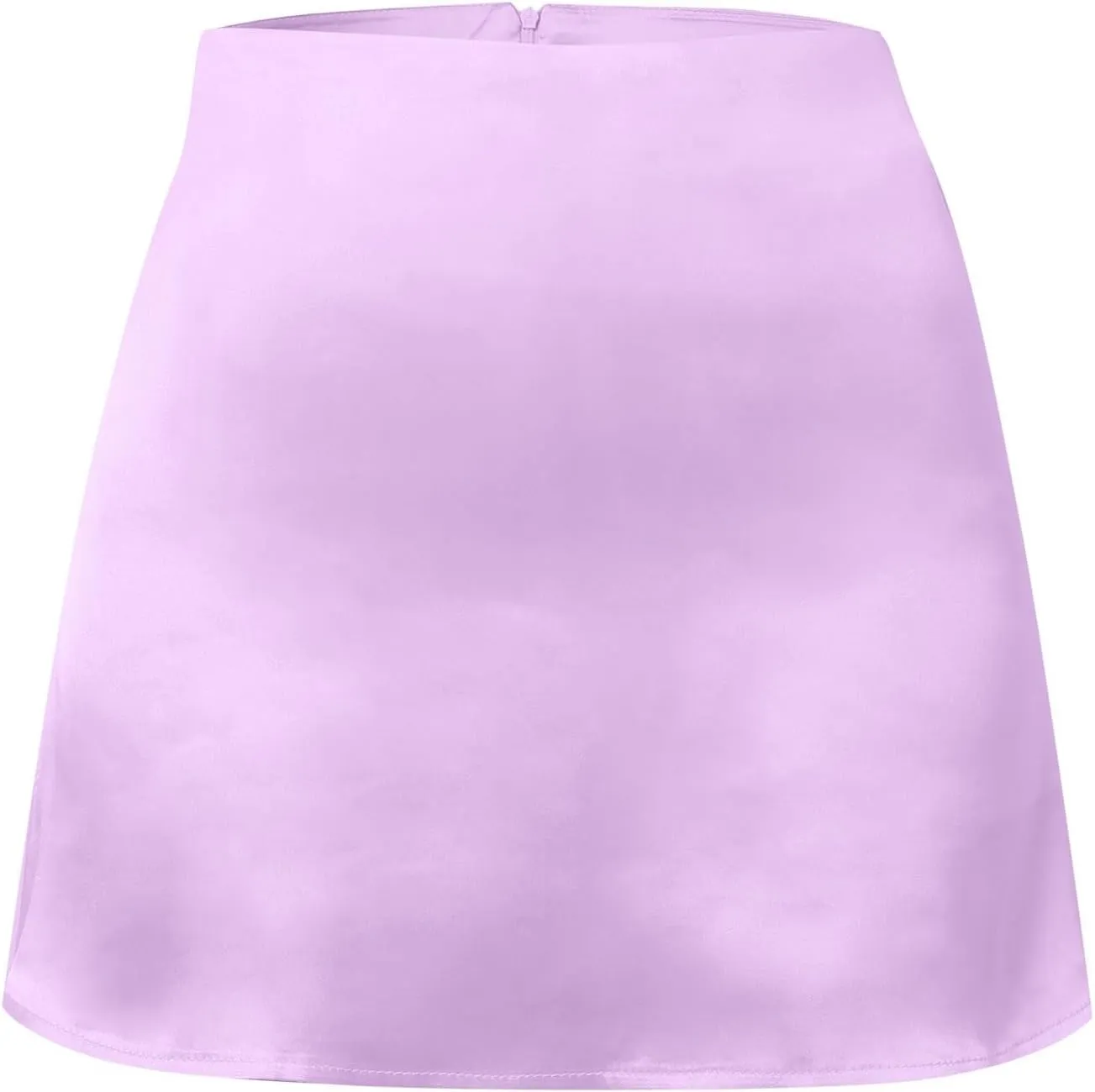 Women's Satin Elastic High Waist Zipper Skorts Versatile Stretchy Skirt Flared Casual A Line Mini Skirts Built in Shorts