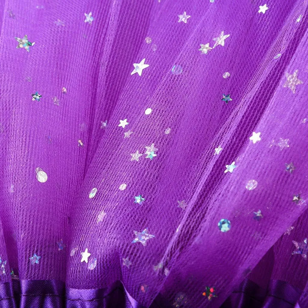 Womens Small Bulb Pleated Princess Skirt Fashion Star Sequin Mini Skirts Tulle Bubble Tutu Skirt Prom Party Shiny Skirt