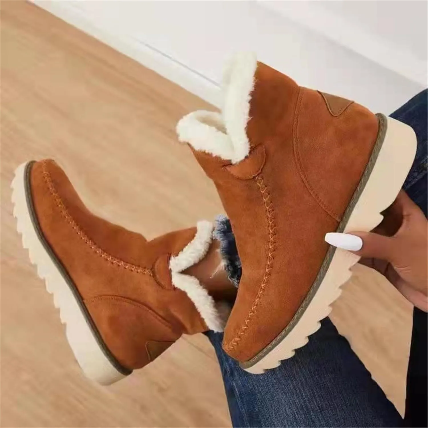 Womens Snow Boots Waterproof Slip on Women's Winter Waterproof Fur Lined Frosty Snow Boots Women's Winter Boots Wide Calf Zapatos Para La Nieve De Mujer Botas Contra El Agua Para Mujer