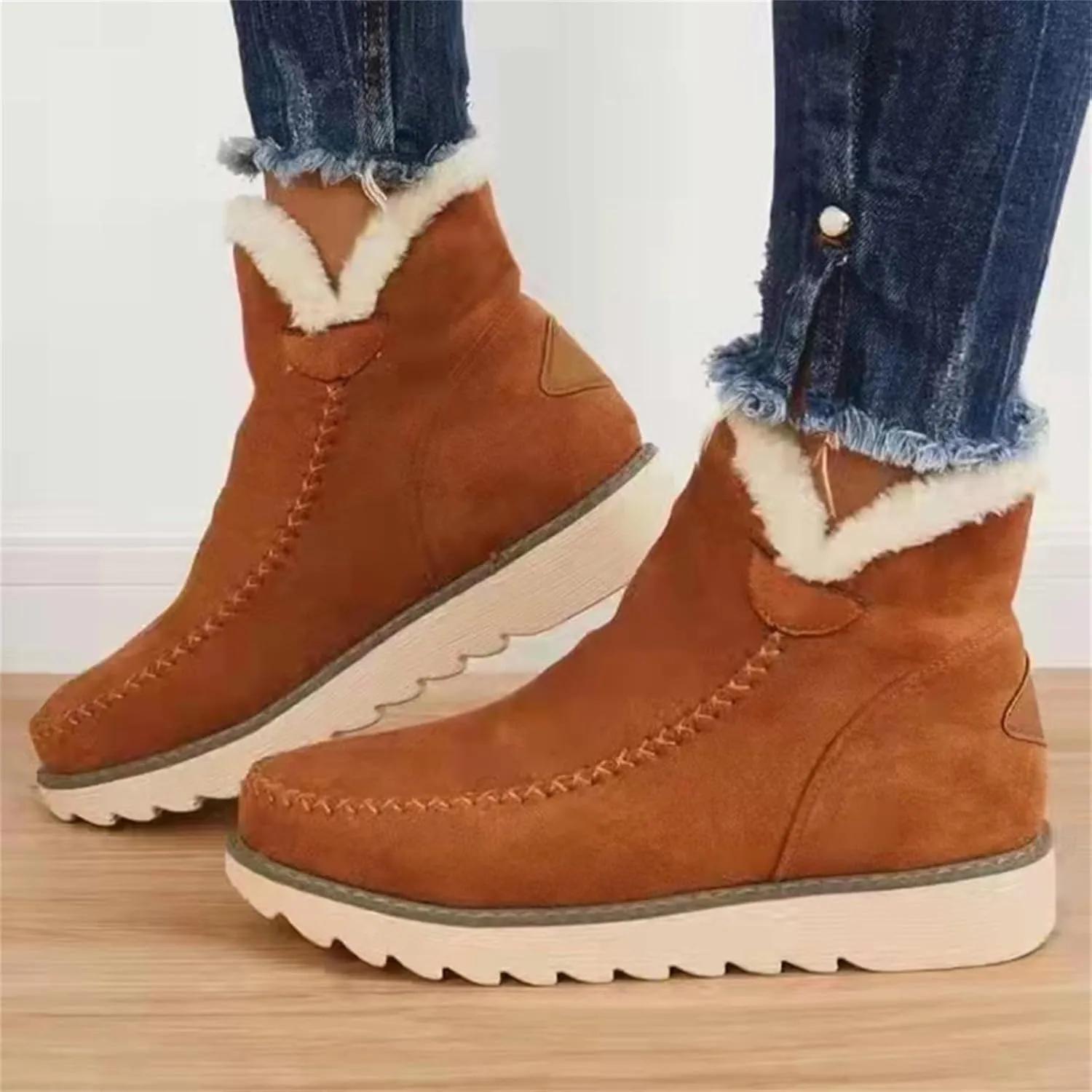 Womens Snow Boots Waterproof Slip on Women's Winter Waterproof Fur Lined Frosty Snow Boots Women's Winter Boots Wide Calf Zapatos Para La Nieve De Mujer Botas Contra El Agua Para Mujer