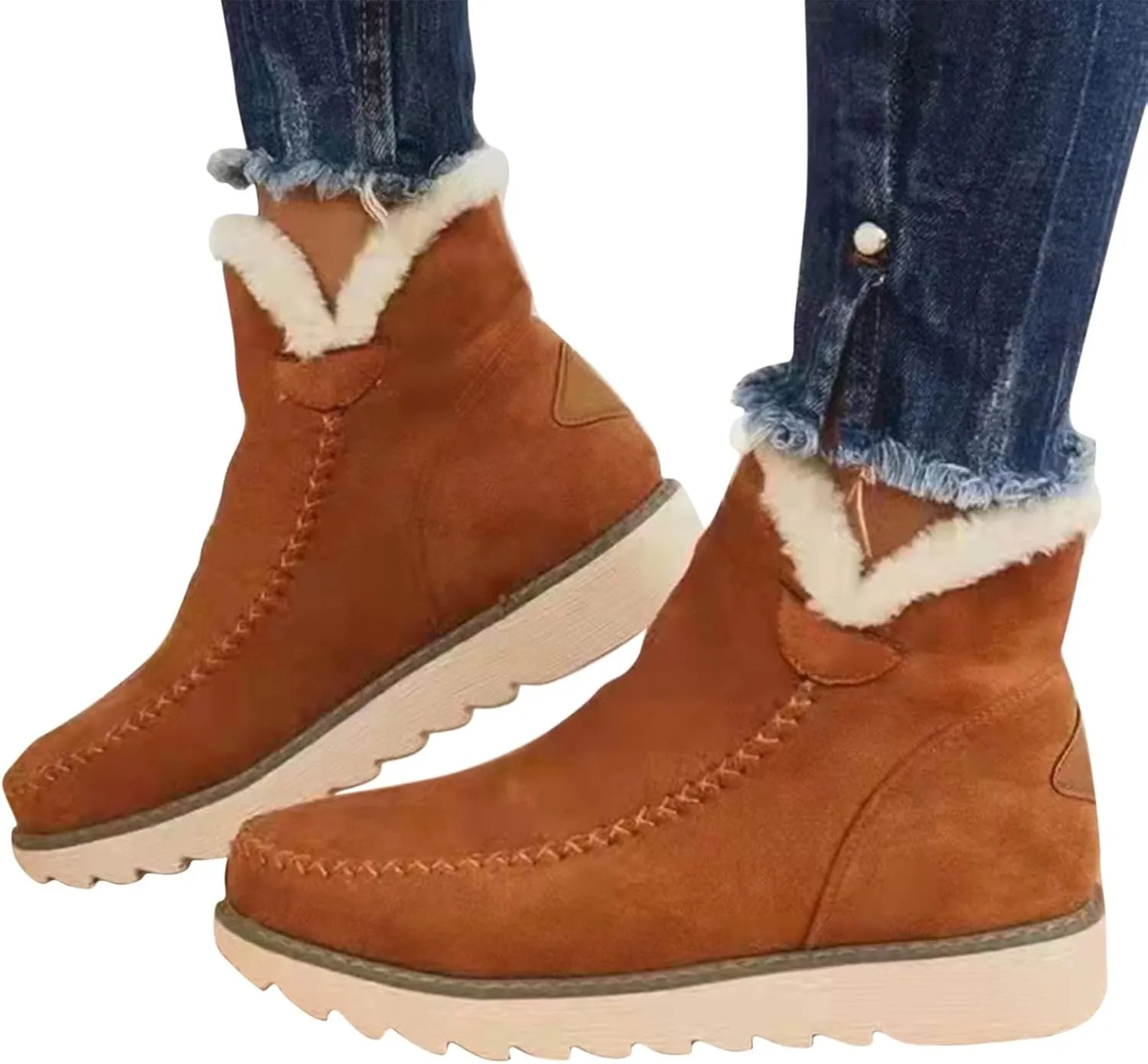 Womens Snow Boots Waterproof Slip on Women's Winter Waterproof Fur Lined Frosty Snow Boots Women's Winter Boots Wide Calf Zapatos Para La Nieve De Mujer Botas Contra El Agua Para Mujer