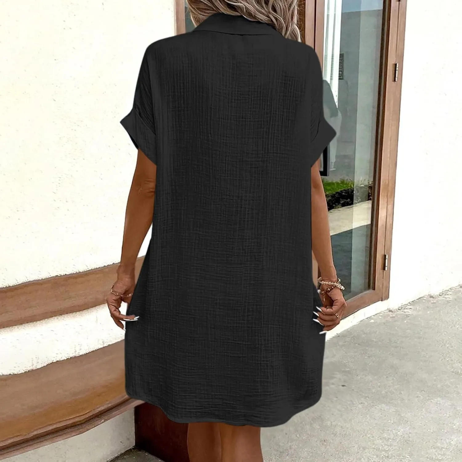 Women's Spring Dresses Floral Printed Boho Midi Dresses Summer Swing Wrap V-Neck Short Sleeve Irregular Hem Holiday Dress